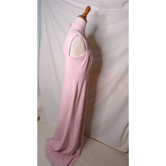 TADASHI SHOJI Cap Sleeve Cross Neck Trumpet Gown Dress Dusty Rose Large 10-12 - Picture 9 of 12